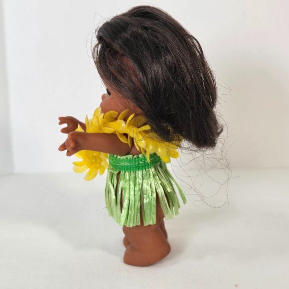 Vintage Anekona Hawaii Hula Girl Doll Hong Kong Yellow Lei Grass Skirt 5" Aloha - Picture 5 of 12